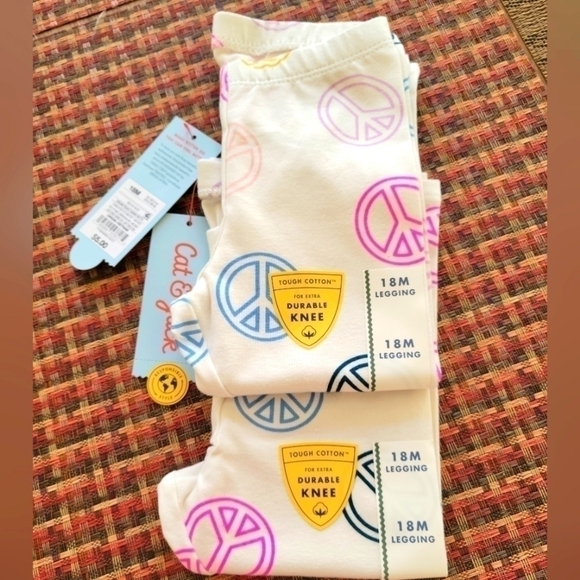 Cat & Jack Leggings Two Pack 18 Months Peace Sign - Picture 1 of 6